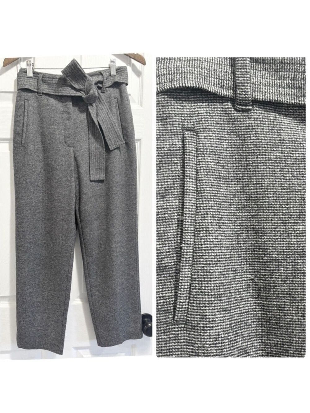 Aritzia Wilfred Jallade Tie Front Pants Grey Wool Cashmere Blend Trousers Size 2